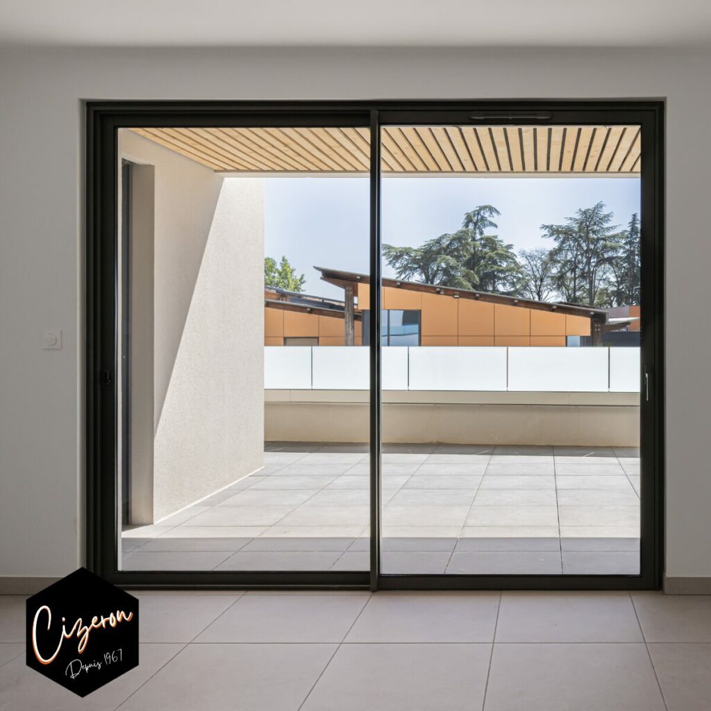 Coulissant 2 vantaux aluminium gris anthracite